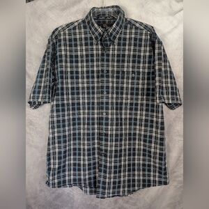Wrangler George Strait Size Small Plaid Blue Black Button Down Shirt Tag IsFaded